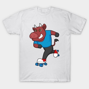 Bull at Inline skating with Roller skates T-Shirt